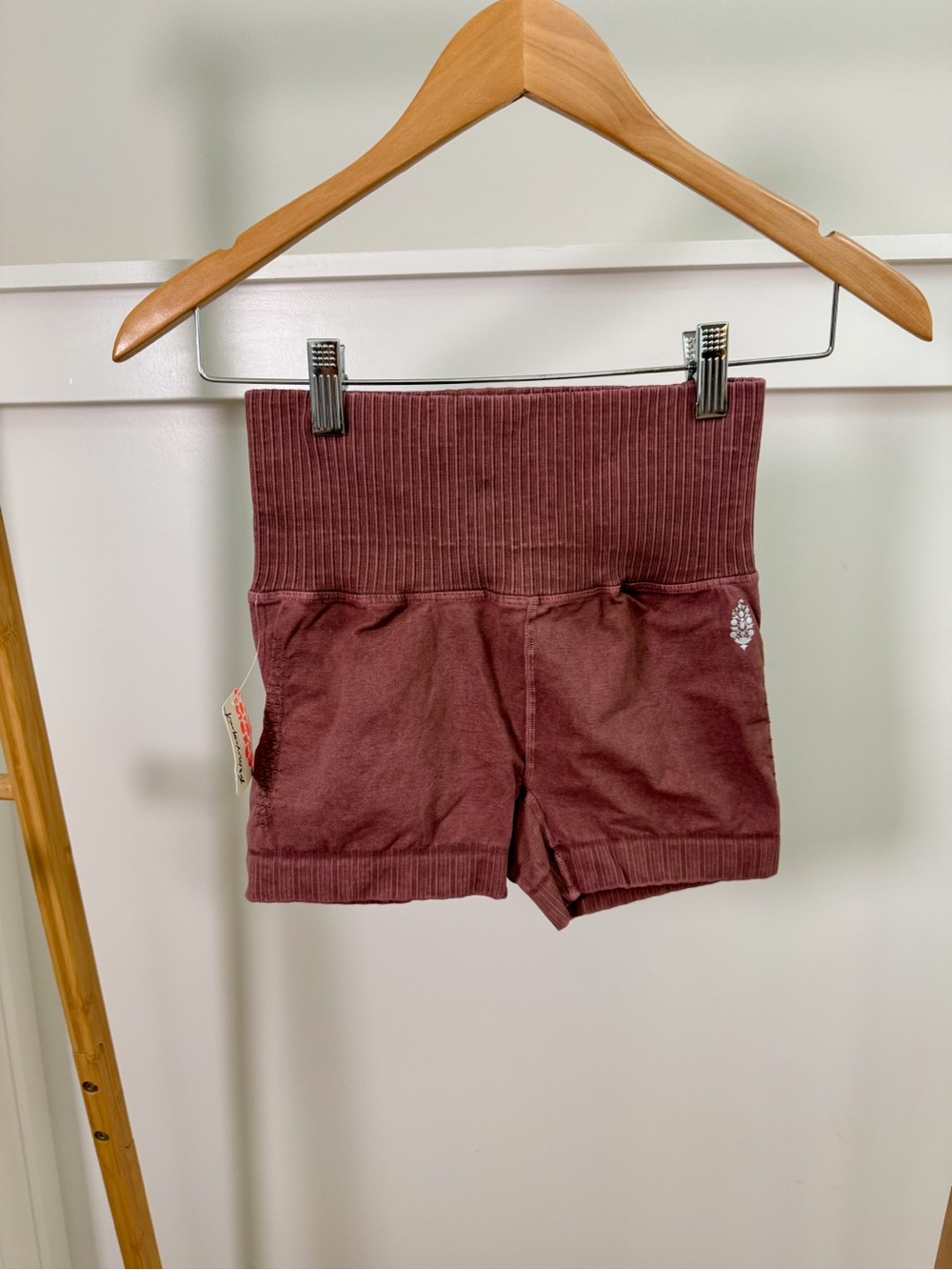 FP Movement by Free People Ribbed High-Waist Athletic Shorts - Mauve Plum